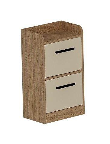 Hanah Home Mesilla de Noche Pino Atlántico y Beige, Tablero de Partículas Recubierto de Melamina, 45x79.4x29.6 cm